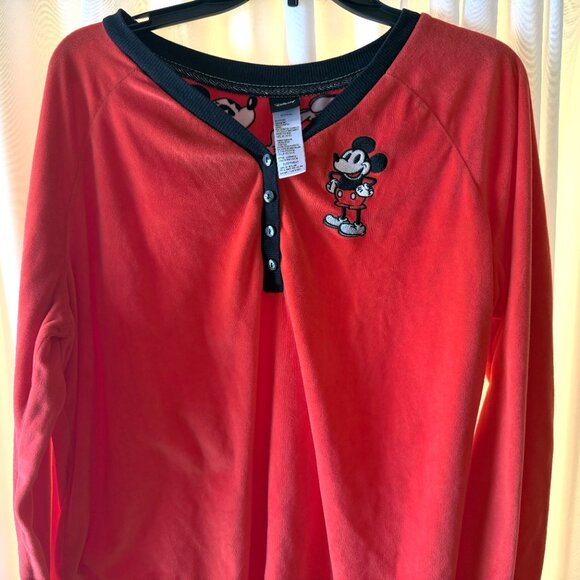 Women's Disney Mickey Mouse Soft Fleece Red Pajama Top & Bottom Size XL (16-18) - Picture 4 of 11